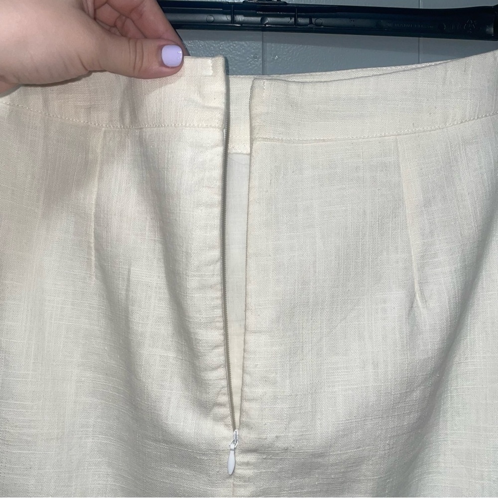 Selfie Leslie Linen Off White Ivory A-Line Skirt with Buttons Small - Picture 5 of 6